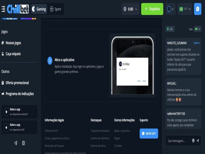 Os jogos mais populares disponíveis no Chillbet App