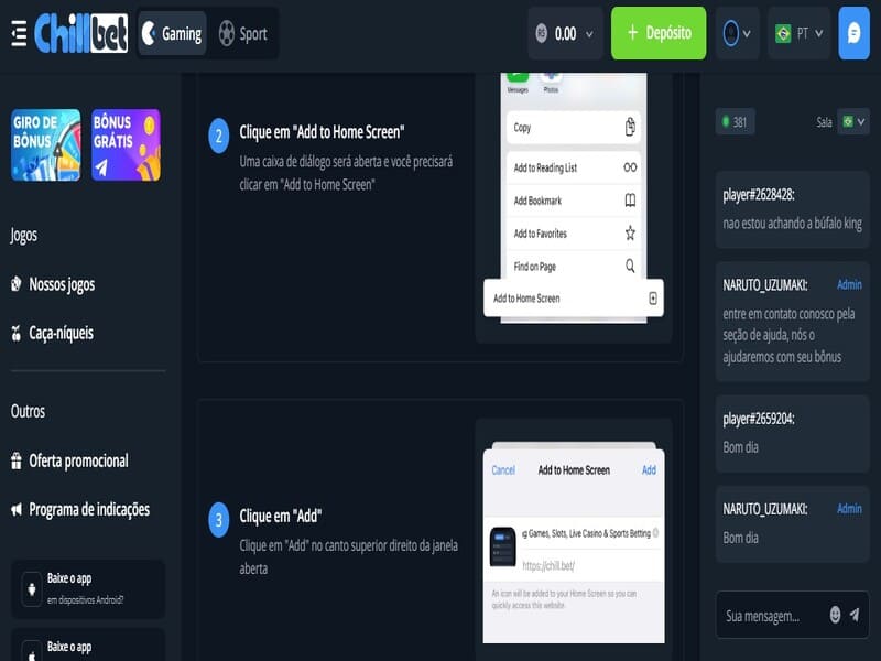 Como baixar Chillbet App para iOS
