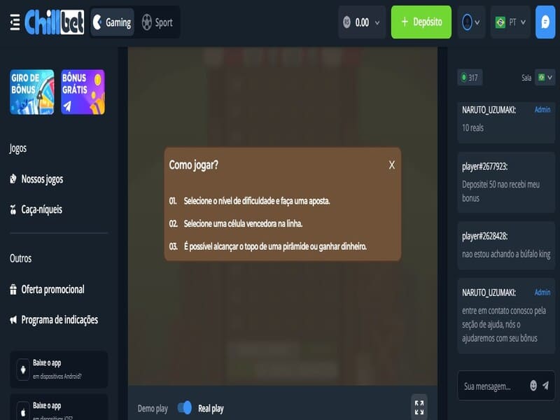 Tipos de jogos no cassino Chillbet