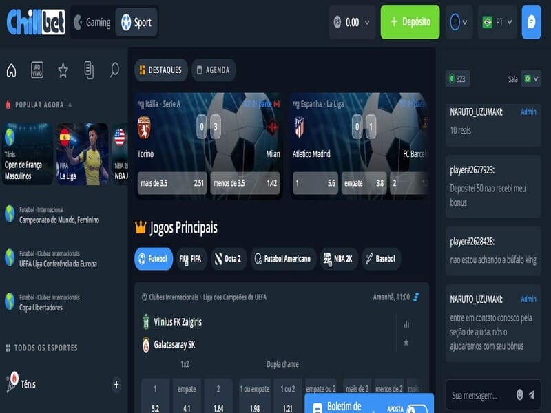Conheça seção de esportes e Chillbet games