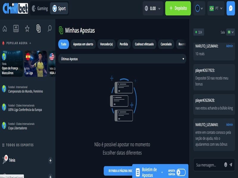 Como fazer minha aposta na Chillbet